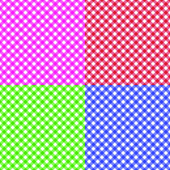 Set of 4 diagonal rectangle gingham cloth, tablecloth, background, wallpaper, fabric, texture pattern vector illustration