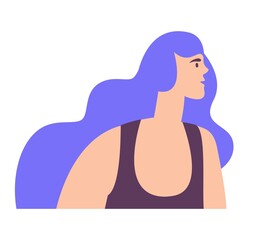 Head shot portrait woman trendy flat style. Portrait or avatar teenage girl