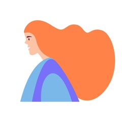 Head shot portrait woman trendy flat style. Portrait or avatar teenage girl