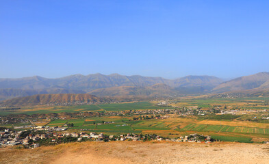 Fototapeta na wymiar Panorama of the valley from hill in Saranda, Albania