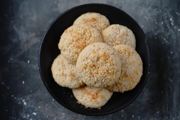 Homemade Coconut cookies or Indian crispy biscuits, selective focus