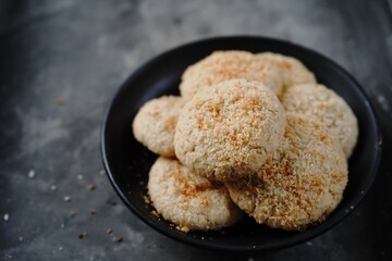 Homemade Coconut cookies or Indian crispy biscuits, selective focus