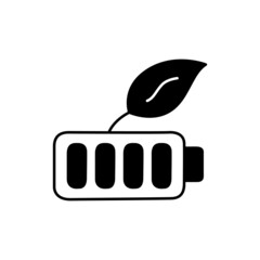 Green Energy Icon in black flat glyph, filled style isolated on white background