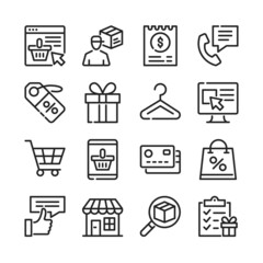 Online shopping line icons set. Modern thin line design. Outline symbols collection. Vector line icons
