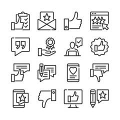 Customer feedback line icons set. Modern thin line design. Outline symbols collection. Vector line icons