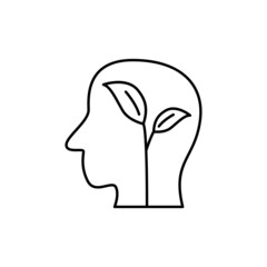 Think Green Icon in flat black line style, isolated on white background