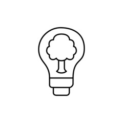 Energy Saving Icon in flat black line style, isolated on white background