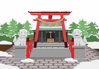 境内　参拝　雪