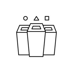 Waste Sorting Icon in flat black line style, isolated on white background