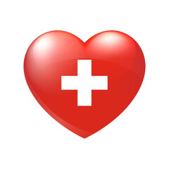 Fototapeta premium Switzerland flag in heart. Vector emblem icon. Country love symbol. Isolated illustration eps10