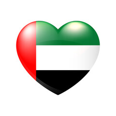United Arab Emirates flag in heart. Vector UAE emblem icon. Country love symbol. Isolated illustration eps10