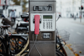 Public coin operated pay phone in Hamburg, Germany, 2021