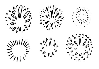 set of doodle firework isolated on white background hand drawn from firework.design elements. vector illustration.