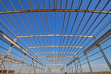 In the construction site, steel structure is under construction