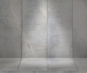 Mesa de estante de piedra en perspectiva usar como pared de fondo para exhibir sus productos....