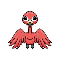 Cute little pink flamingo cartoon posing