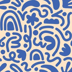 Foto op Plexiglas Organische vormen Hedendaagse kunstcollage met veelkleurige abstracte vormen. Vector naadloos patroon met Scandinavische uitgesneden elementen.