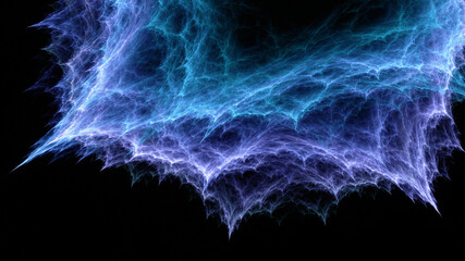 Abstract background, smooth blue lines on a black background