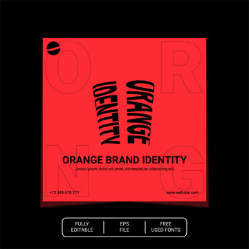 social media template for brand with orange identical color