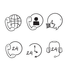 hand drawn doodle contact and support line illustration icon isolated
