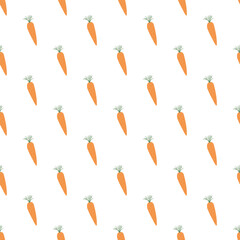 Carrot Vegetables seamless pattern. Vegetarian healthy bio food background, Vegan organic eco products. Vector illustration