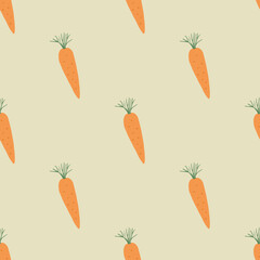 Carrot Vegetables seamless pattern. Vegetarian healthy bio food background, Vegan organic eco products. Vector illustration