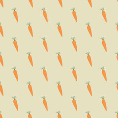 Carrot Vegetables seamless pattern. Vegetarian healthy bio food background, Vegan organic eco products. Vector illustration