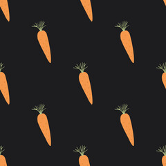Carrot Vegetables seamless pattern. Vegetarian healthy bio food background, Vegan organic eco products. Vector illustration