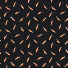 Carrot Vegetables seamless pattern. Vegetarian healthy bio food background, Vegan organic eco products. Vector illustration