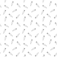 Carrot Vegetables seamless pattern. Vegetarian healthy bio food background, Vegan organic eco products. Vector illustration