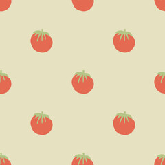 Tomato Vegetables seamless pattern. Vegetarian healthy bio food background, Vegan organic eco products. Vector illustration
