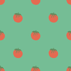 Tomato Vegetables seamless pattern. Vegetarian healthy bio food background, Vegan organic eco products. Vector illustration
