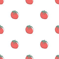 Tomato Vegetables seamless pattern. Vegetarian healthy bio food background, Vegan organic eco products. Vector illustration
