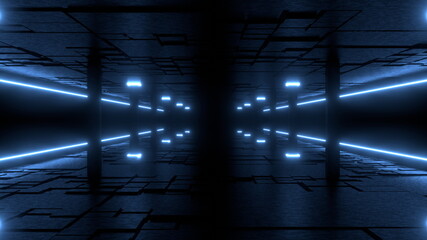 VJ トンネル ネオン ループ 回廊 青 柱 [別Verあり]