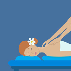 Massage. Young girl and the hands of a masseur.