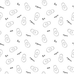 Avocado Vegetables seamless pattern. Vegetarian healthy bio food background, Vegan organic eco products. Vector illustration