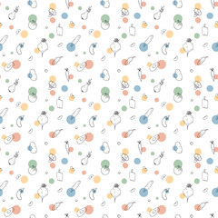 Vegetables seamless pattern. Vegetarian healthy bio food background, Vegan organic eco products pepper, tomato, cucumber, carrot, potato, avocado, beans and peas. Vector illustration