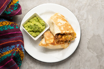 Picadillo burrito with beans and cheese. Mexican food