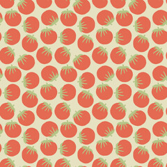 Tomato Vegetables seamless pattern. Vegetarian healthy bio food background, Vegan organic eco products. Vector illustration
