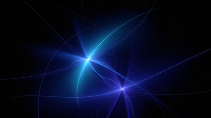 Naklejka premium Abstract background, smooth blue lines on a black background