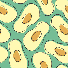 Avocado Vegetables seamless pattern. Vegetarian healthy bio food background, Vegan organic eco products. Vector illustration