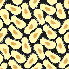 Avocado Vegetables seamless pattern. Vegetarian healthy bio food background, Vegan organic eco products. Vector illustration
