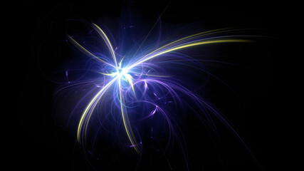 Fototapeta premium Abstract background, smooth blue lines on a black background