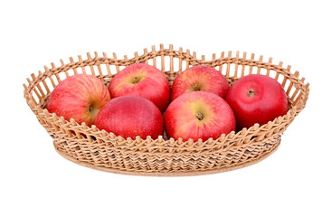 Red apple in wattled basket