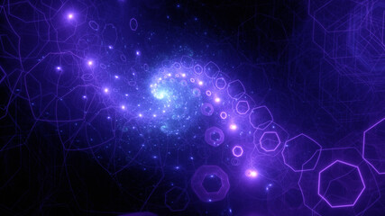 Abstract background, smooth blue lines on a black background