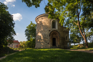 Fototapeta premium View of Rotunda of St Martin at Vyšehrad - Prague, Czech Republic