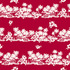 Seamless pattern of landscape with palm trees, © daicokuebisu