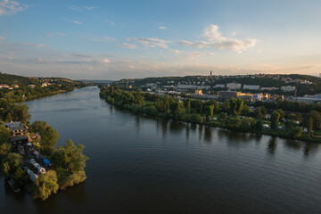Fototapeta na wymiar Prague, Czech Republic, June 2019 - beautiful summer day by the Vltava River