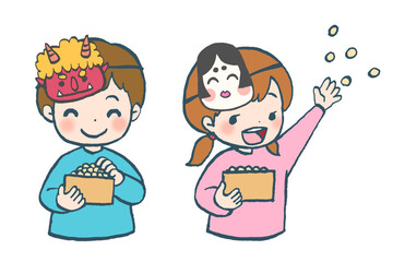節分の日子どものイラスト
