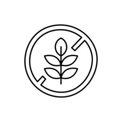 Gluten Free Icon in flat black line style, isolated on white background
